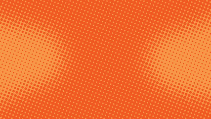 Bright orange pop art background in retro comic style with halftone dots design