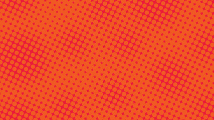 Bright red pop art background in retro comic style with halftone polka dots design