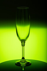 an empty champagne glass on a typical background