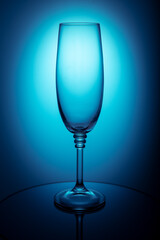 an empty champagne glass on a typical background