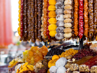 Assortment of tasty dried fruits