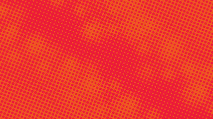 Bright red and orange pop art background in retro comic style with halftone polka dots design