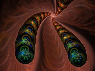 Abstract Computer generated Fractal design. A fractal is a never-ending pattern. Fractals are infinitely complex patterns that are self-similar across different scales. 2d rendering