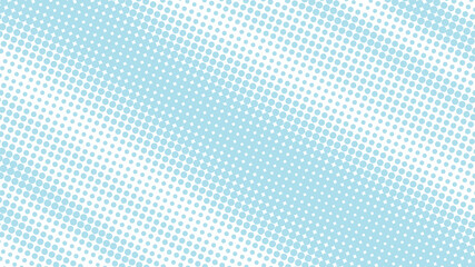 Bright blue with white pop art background with halftone dots in retro comic style, vector illustration backdrop template for your design