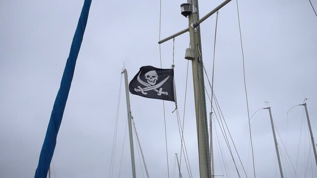 Jolly Roger flag on a mast
