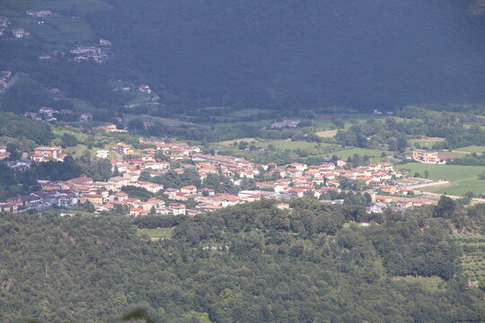 view of a small village  in the mountains  in northern Italy
