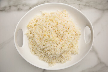 plain rice on a white dish