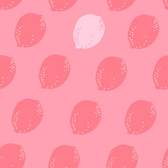 Seamless pattern with lemons on pink background vector illustration