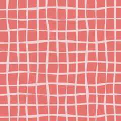 Seamless pattern with hand drawing lines on coral pink  background vector illustration