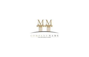 Fototapeta premium Law firm pillar MM logo design template