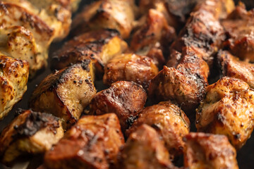 grilled meat shashlik fire cooking