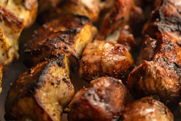 grilled meat shashlik fire cooking