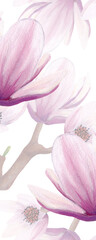 vertical border with watercolor magnolia