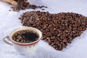 coffee beans forming drawings and phrases for those who love coffee