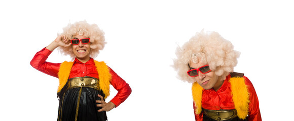 Funny clown in fun concept isolated on white