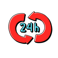 We work 25 hours with two red hands.