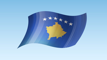 Kosovo flag state symbol isolated on background national banner. Greeting card National Independence Day of the republic of Kosovo. Illustration banner with realistic state flag.