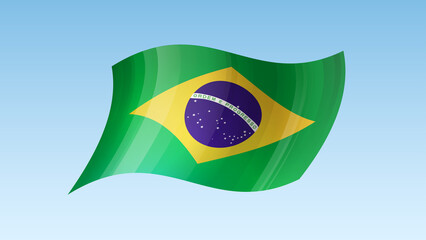 Brazil flag state symbol isolated on background national banner. Greeting card National Independence Day of the Federative Republic of Brazil. Illustration banner with realistic state flag.