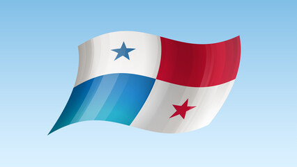 Panama flag state symbol isolated on background national banner. Greeting card National Independence Day of the Republic of Panama. Illustration banner with realistic state flag.