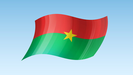 Burkina Faso flag state symbol isolated on background national banner. Greeting card National Independence Day of the Republic of Burkina Faso. Illustration banner with realistic state flag.