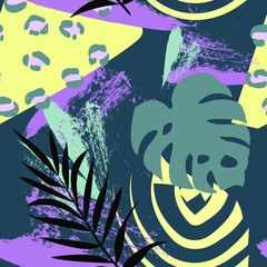 Tropical pattern with abstraction elements on a dark background