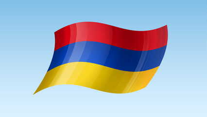 Armenia flag state symbol isolated on background national banner. Greeting card National Independence Day of the Republic of Armenia. Illustration banner with realistic state flag.