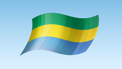 Gabon flag state symbol isolated on background national banner. Greeting card National Independence Day of the Gabonese Republic. Illustration banner with realistic state flag.