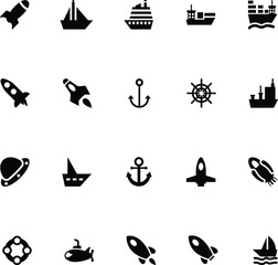 Aircraft and Ships Vector Icons