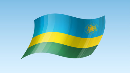 Rwanda flag state symbol isolated on background national banner. Greeting card National Independence Day of the Republic of Rwanda. Illustration banner with realistic state flag.
