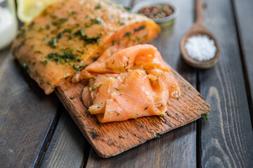 Gravlax Salmon flat lay