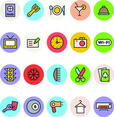 Hotel and Restaurant Vector Icons 