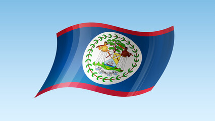 Belize flag state symbol isolated on background national banner. Greeting card National Independence Day of the Republic of Belize. Illustration banner with realistic state flag.