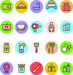 
Hotel and Restaurant Flat Circular Icons Collection
