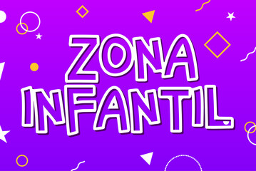 Zona infantil - Kids Zone in english game banner design background. Playground vector child zone sign