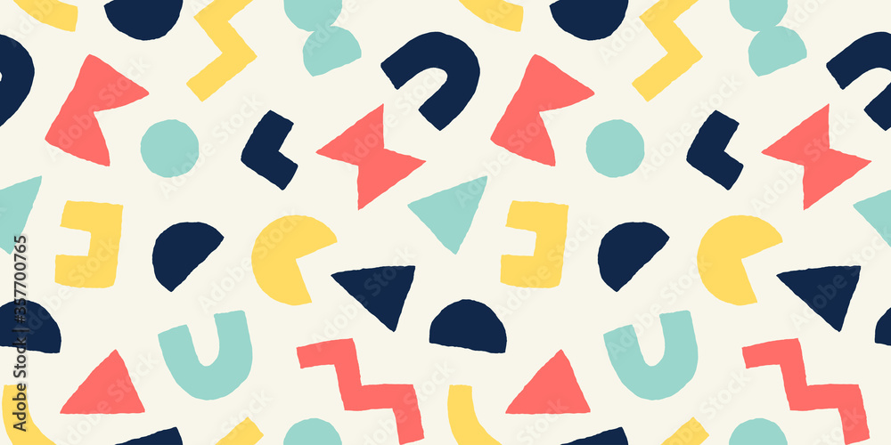 Wall mural vector seamless pattern with geometric shapes. abstract background with scandinavian cut out element