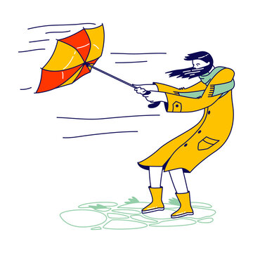 windy person holding orange umbrella clip art preview