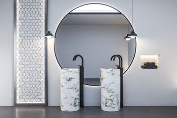 Luxury marble bathroom with mirror