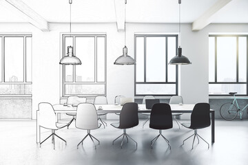 Drawing loft office interior