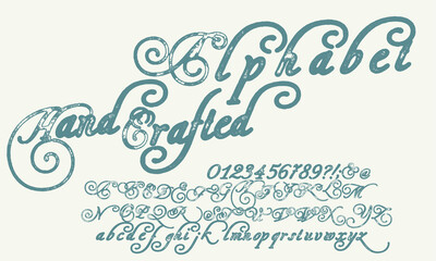 Hand drawn calligraphy typeface for logos.Outdoor poster advertising inspired font. Textured unique brush in alphabet style. Letters.Vector Alphabet. Exclusive Custom Letters.