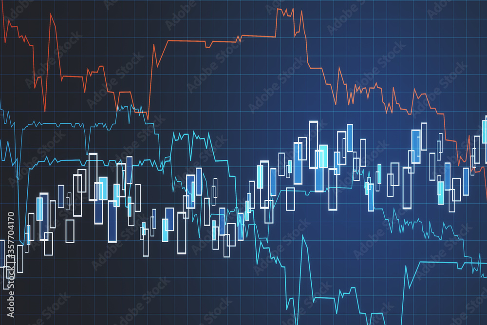 Poster Stock chart on screen interface with index.