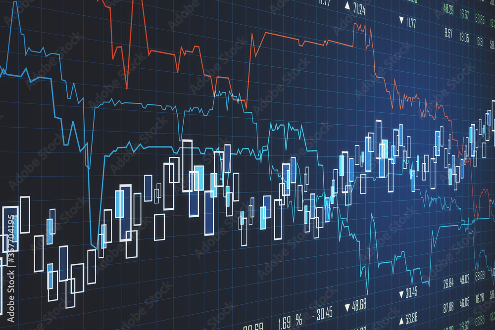 Poster creative chart with stock graph.