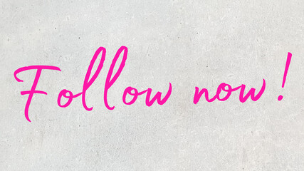 Follow text social media calligraphy pink