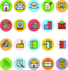 
Pack of Real Estate Flat Circular Icons

