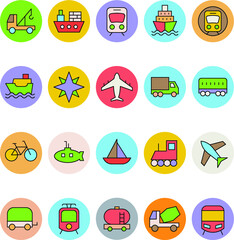 Transport Flat Vector Icons