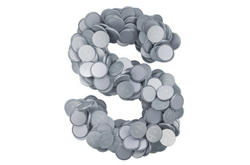 Letter S from button cells, 3D rendering