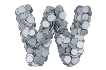 Letter W from button cells, 3D rendering