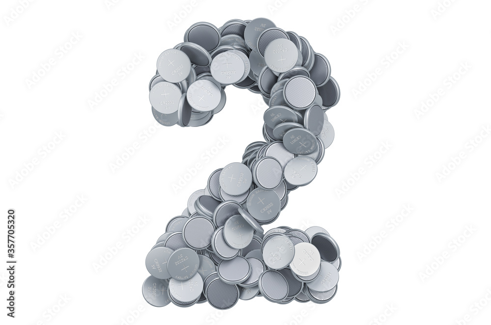 Fototapete number 2 from button cells, 3d rendering