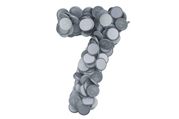 Number 7 from button cells, 3D rendering