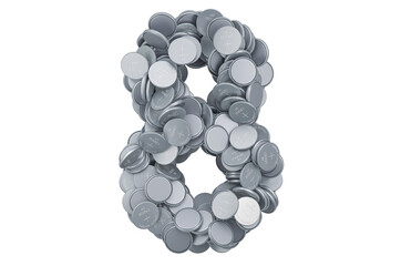 Number 8 from button cells, 3D rendering