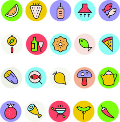 Food Colored Vector Icons 